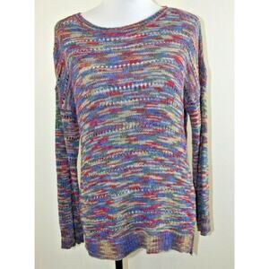 CABLE & GAUGE Womens PULLOVER SWEATER - Size MEDIUM - Open Weave Multi-Color